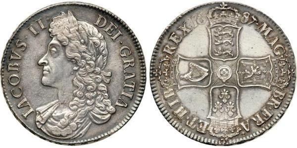 1 Crown 英格兰王国 銀 James II (1633-1701)