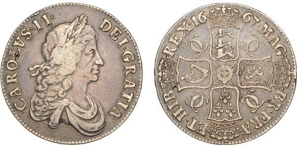 1 Crown 英格兰王国 銀 查理二世 (英格兰) (1630 - 1685)