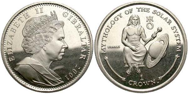 1 Crown Gibraltar 銅/镍 伊丽莎白二世 (1926-2022)