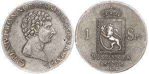 1 Daler Norvège Argent Charles XIV Jean de Suède (1763-1844)