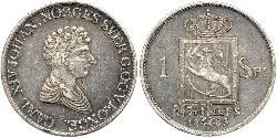 1 Daler Norvegia Argento Jean-Baptiste Jules Bernadotte (1763-1844)