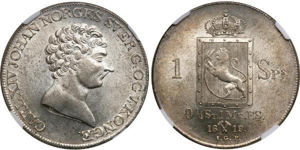 1 Daler Noruega Plata Carlos XIV Juan de Suecia (1763-1844)