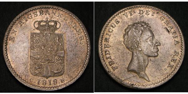 1 Daler Denmark Silver Frederick VI of Denmark (1768 -1839)