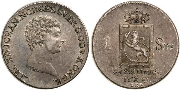 1 Daler Norway Silver Charles XIV John of Sweden and Norway (1763-1844)