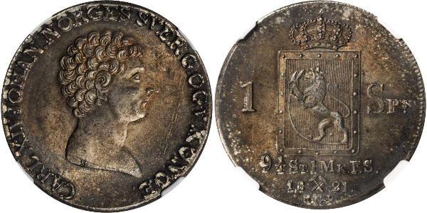 1 Daler Norway Silver Charles XIV John of Sweden and Norway (1763-1844)