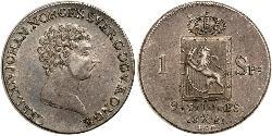 1 Daler Норвегія Срібло Карл XIV Юхан король Швеції (1763-1844)