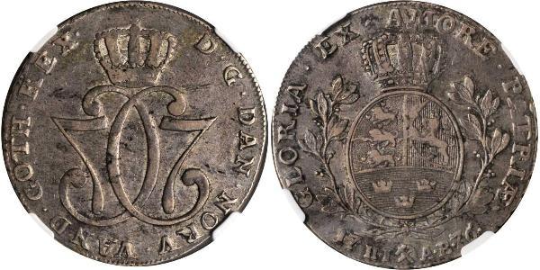 1 Daler / 1 Speciedaler Norvegia Argento Cristiano VII di Danimarca (1749 - 1808)