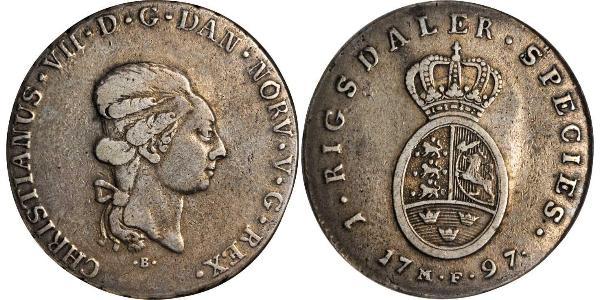 1 Daler / 1 Speciedaler Denmark-Norway (1536-1814) Silver Christian VIII of Denmark (1786 - 1848)