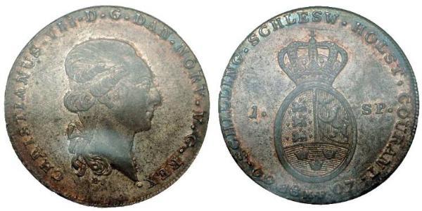 1 Daler / 1 Speciedaler Датське-норвежське королівство (1536-1814) Серебро Кристиан VIII король Дании (1786 - 1848)