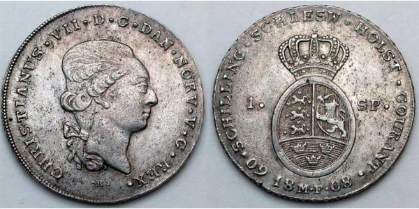 1 Daler / 1 Speciedaler Датське-норвежське королівство (1536-1814) Серебро Кристиан VIII король Дании (1786 - 1848)