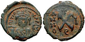 1 Decanummium Imperio bizantino (330-1453) Bronce Mauricio Tiberio (539-602)
