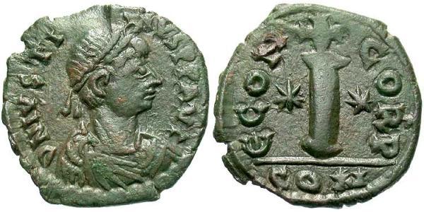 1 Decanummium Imperio bizantino (330-1453) Bronce Justino I (450-527)
