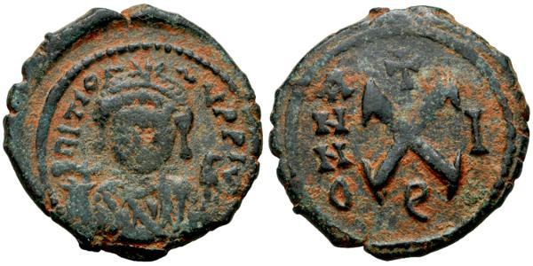 1 Decanummium Byzantinisches Reich (330-1453) Bronze Maurikios (539-602)