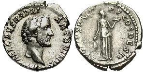 1 Denario Impero romano (27BC-395) Argento Antonino Pio  (86-161)