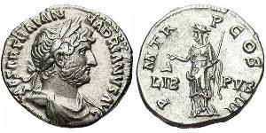 1 Denario Impero romano (27BC-395) Argento Adriano (76 - 138) 