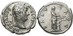 1 Denario Impero romano (27BC-395) Argento Adriano (76 - 138) 