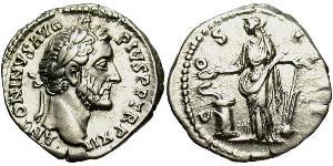 1 Denario Impero romano (27BC-395) Argento Antonino Pio  (86-161)