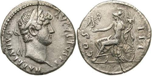 1 Denario Impero romano (27BC-395) Argento Adriano (76 - 138) 