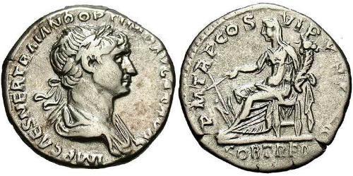 1 Denario Impero romano (27BC-395) Argento Traiano (53-117)