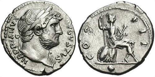 1 Denario Impero romano (27BC-395) Argento Adriano (76 - 138) 