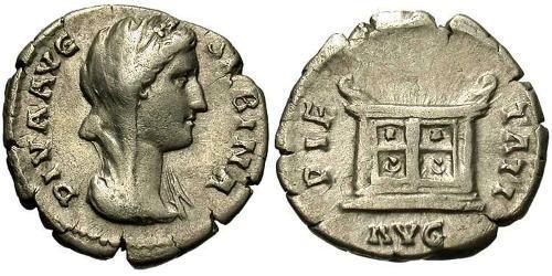 1 Denario Impero romano (27BC-395) Argento Vibia Sabina (83-137)