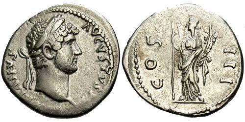 1 Denario Impero romano (27BC-395) Argento Adriano (76 - 138) 