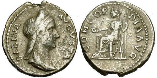 1 Denario Impero romano (27BC-395) Argento Vibia Sabina (83-137)