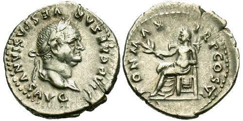 1 Denario Impero romano (27BC-395) Argento Vespasiano (9-79)