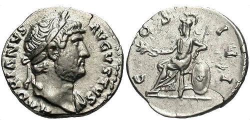1 Denario Impero romano (27BC-395) Argento Adriano (76 - 138) 