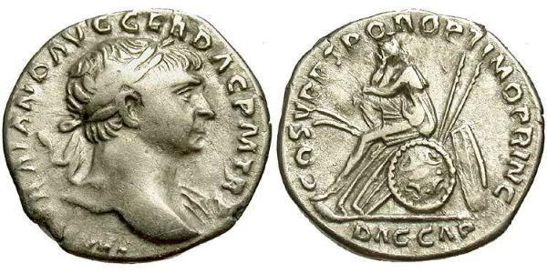 1 Denario Impero romano (27BC-395) Argento Traiano (53-117)