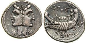 1 Denario Repubblica romana (509BC-27BC) Argento 