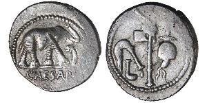 1 Denario Repubblica romana (509BC-27BC) Argento Giulio Cesare (100BC- 44 BC)