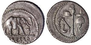 1 Denario Repubblica romana (509BC-27BC) Argento Giulio Cesare (100BC- 44 BC)