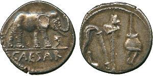 1 Denario Repubblica romana (509BC-27BC) Argento Giulio Cesare (100BC- 44 BC)