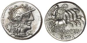 1 Denario Repubblica romana (509BC-27BC) Argento Lucio Opimio