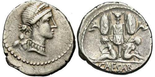 1 Denario Repubblica romana (509BC-27BC) Argento Giulio Cesare (100BC- 44 BC)