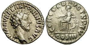 1 Denario Imperio romano (27BC-395) Plata Marco Aurelio (121-180)