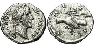 1 Denario Imperio romano (27BC-395) Plata Antonino Pío  (86-161)