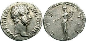 1 Denario Imperio romano (27BC-395) Plata Adriano  (76 - 138) 