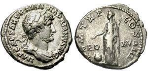 1 Denario Imperio romano (27BC-395) Plata Adriano  (76 - 138) 