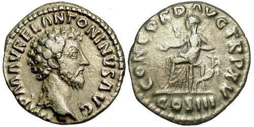 1 Denario Imperio romano (27BC-395) Plata Marco Aurelio (121-180)