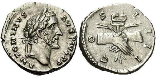 1 Denario Imperio romano (27BC-395) Plata Antonino Pío  (86-161)