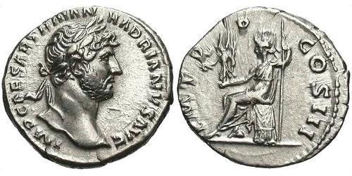 1 Denario Imperio romano (27BC-395) Plata Adriano  (76 - 138) 