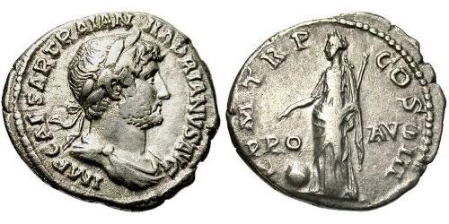 1 Denario Imperio romano (27BC-395) Plata Adriano  (76 - 138) 