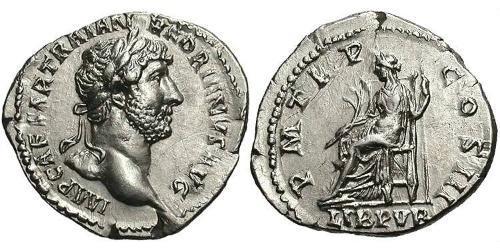 1 Denario Imperio romano (27BC-395) Plata Adriano  (76 - 138) 