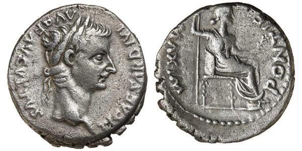1 Denario Imperio romano (27BC-395) Plata Tiberio Claudio Nerón (42 BC-37)