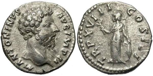 1 Denario Imperio romano (27BC-395) Plata Marco Aurelio (121-180)