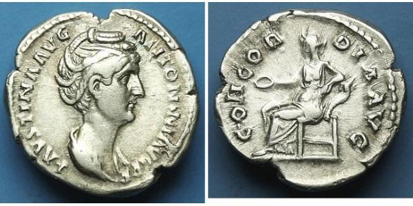 1 Denario Imperio romano (27BC-395) Plata Faustina la Mayor(105-141)