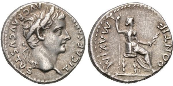 1 Denario Imperio romano (27BC-395) Plata Tiberio Claudio Nerón (42 BC-37)