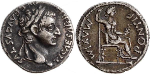 1 Denario Imperio romano (27BC-395) Plata Tiberio Claudio Nerón (42 BC-37)